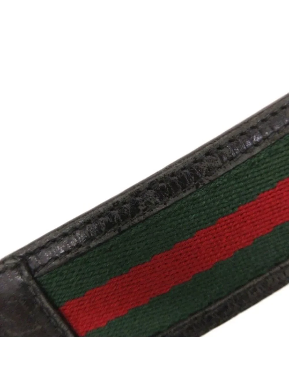 Gucci Sherry Line Interlocking G Buckle Belt Canvas Leather Red Green